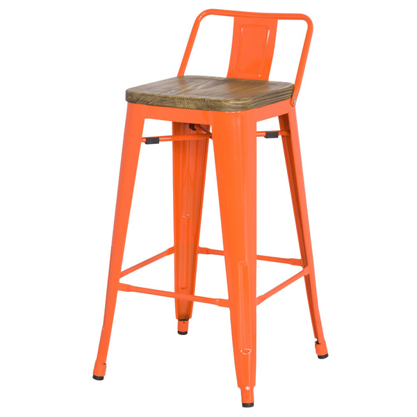 Metro Wood Seat Stool - Orange
