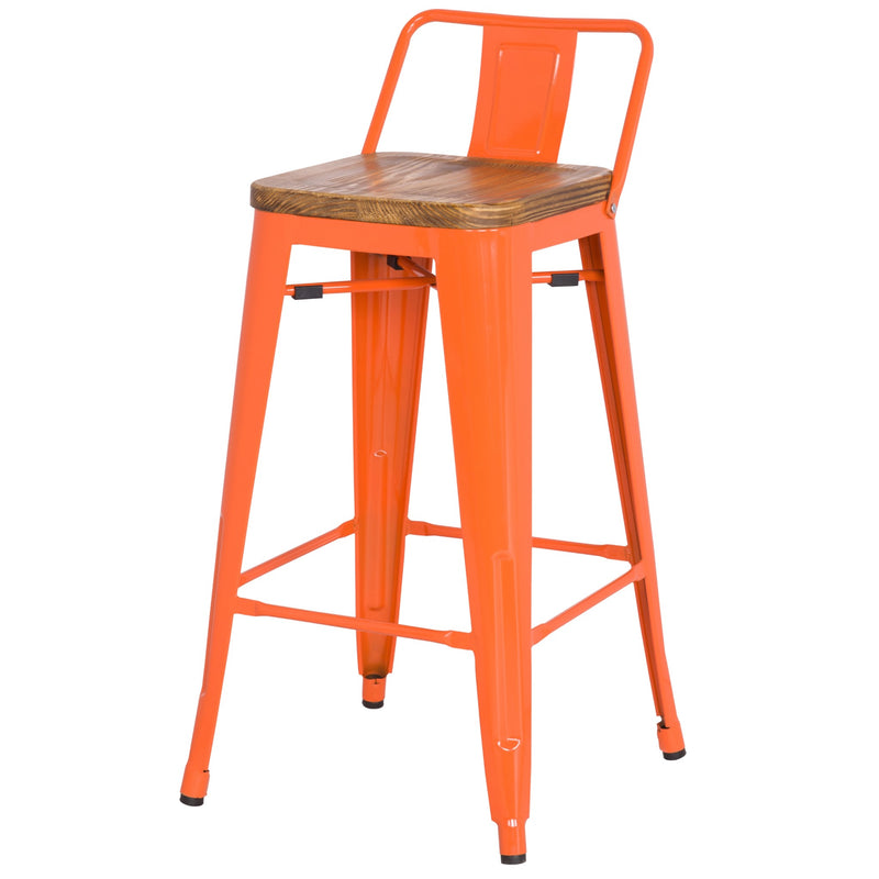 Metro Wood Seat Stool - Orange